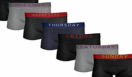 FASHION REVIEW [Various, Medium - UK 33-35``] NEW 7 MULTIPACK MENS BOYS DAYS OF THE WEEK STRETCH COTTON BOXER SHORT TRUNKS